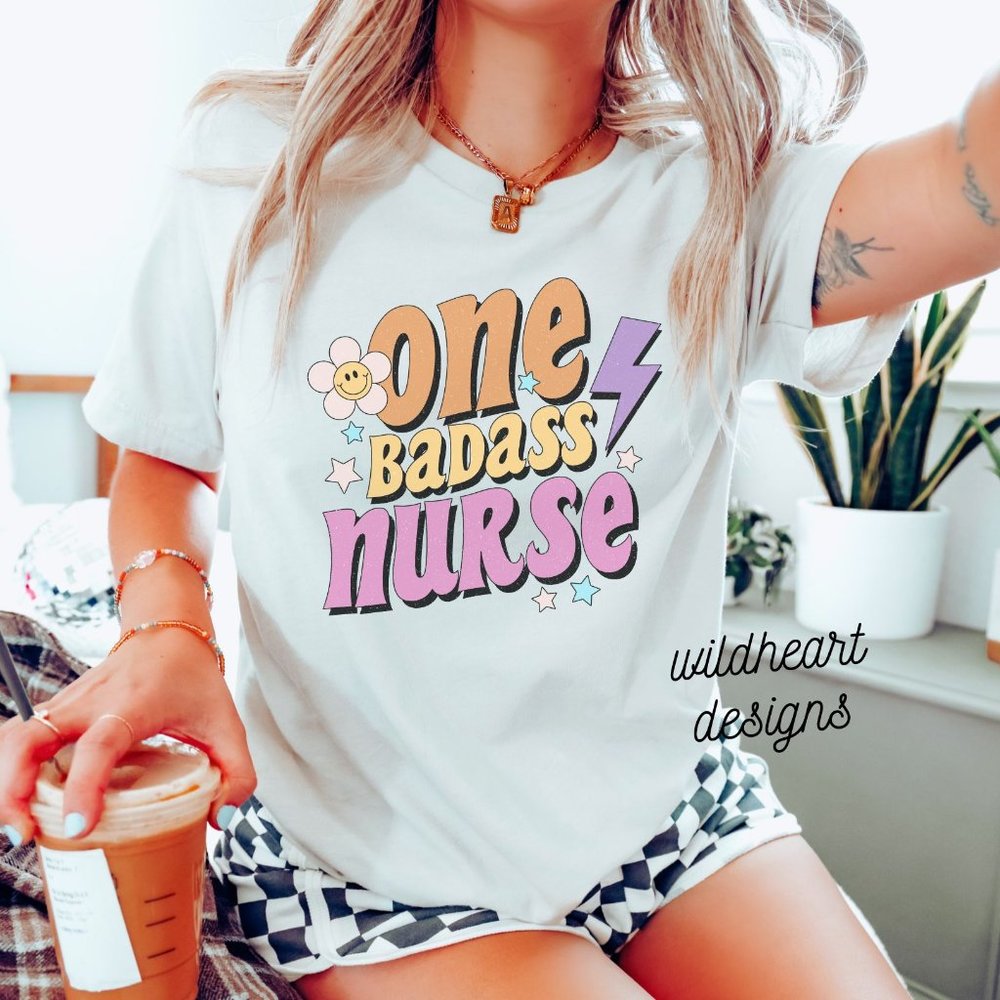 One Badass Nurse T-shirt, Unisex Crew Neck Nurse Shirt - White